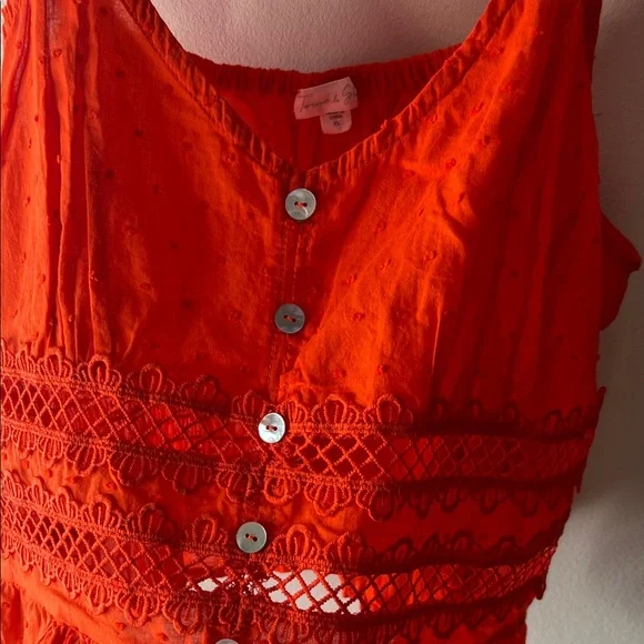 Red Orange Ruffle Strap Tank - Picture 4 of 4